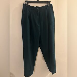 Vintage Sag Harbor Women's Sz 12 Hunter Green Wool Trouser Pants Pleated